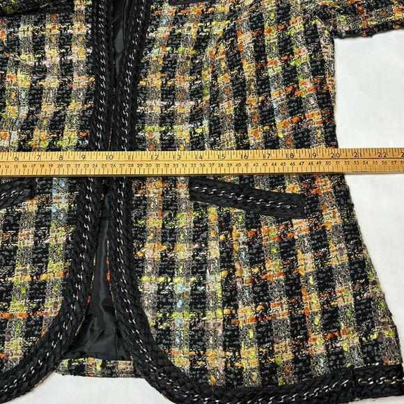 Soft Surroundings Tweed Jacket Open Blazer Large Multicolor Braided Chain Black - Picture 6 of 12